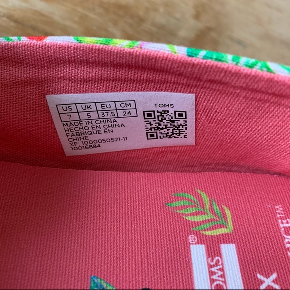 TOMS SZ 7 New Paper Source Alpargata Shoes Flamingo Tropical - Picture 8 of 12